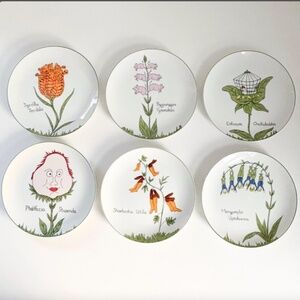 Vintage Scully & Scully WHIMSICAL NONSENSE BOTANICAL PLATES